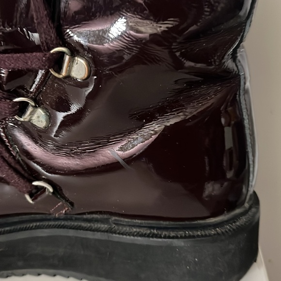 Kenzo Burgundy Alaska Patent Leather & Shearling Platform Booties Size 6 - Picture 7 of 11
